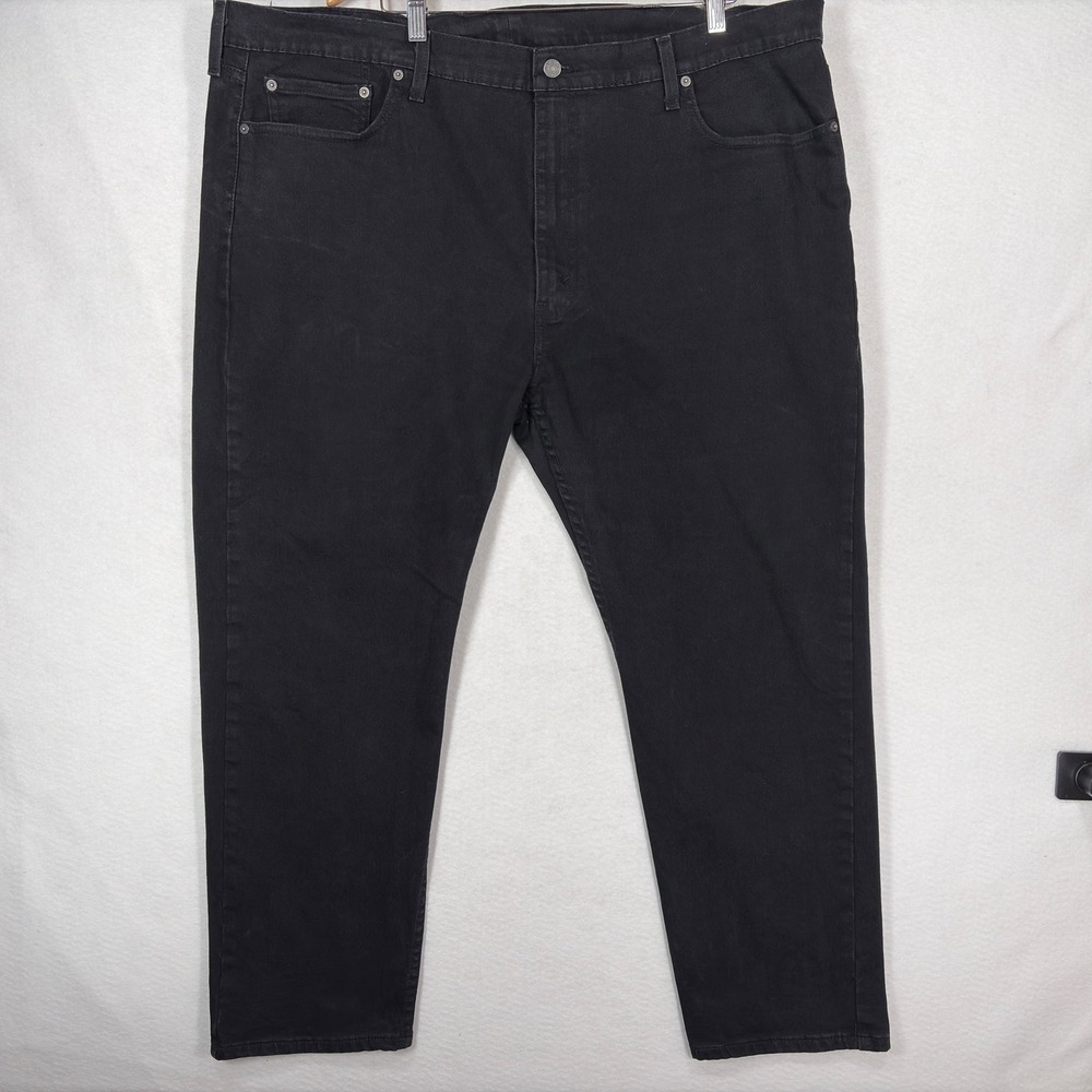 Levis 502 Taper Fit Black Denim Jeans Mens 46x28 Tapered Leg Pants